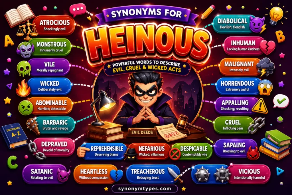 Synonyms for Heinous: 40 Ultimate Alternatives