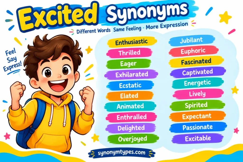 Excited Synonyms: 40 Words, Meanings, and Examples